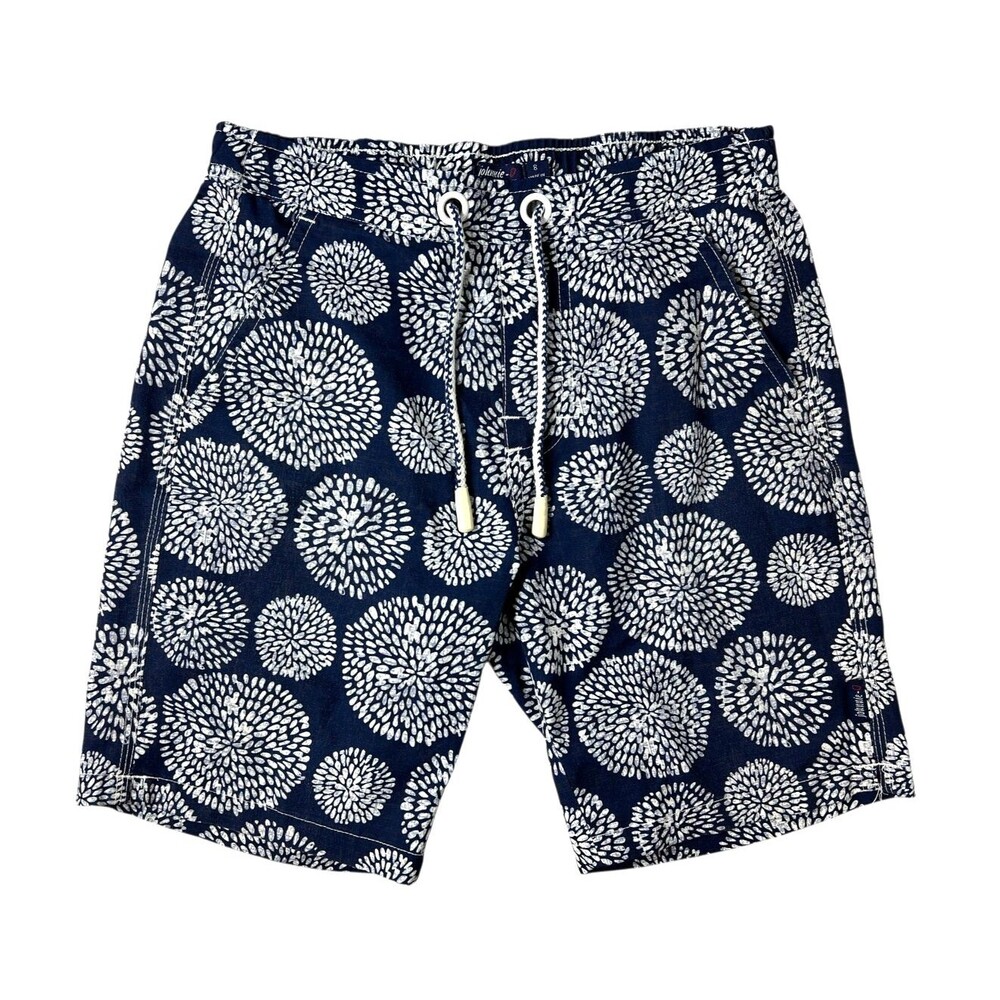 Johnny-O Half Elastic Swim Trunks Boys Size 8  Navy Print Unlined Water Shorts